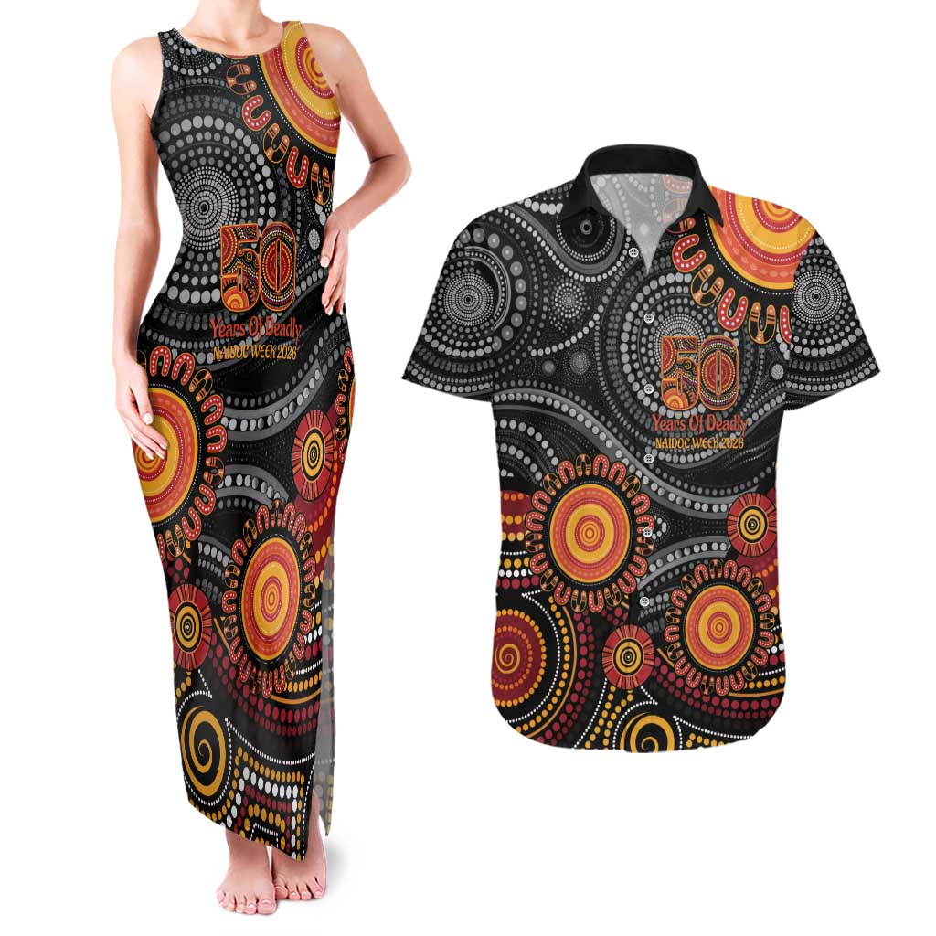 NAIDOC Week 50 Years Deadly Personalised Couples Matching Tank Maxi Dress and Hawaiian Shirt Aboriginal Art