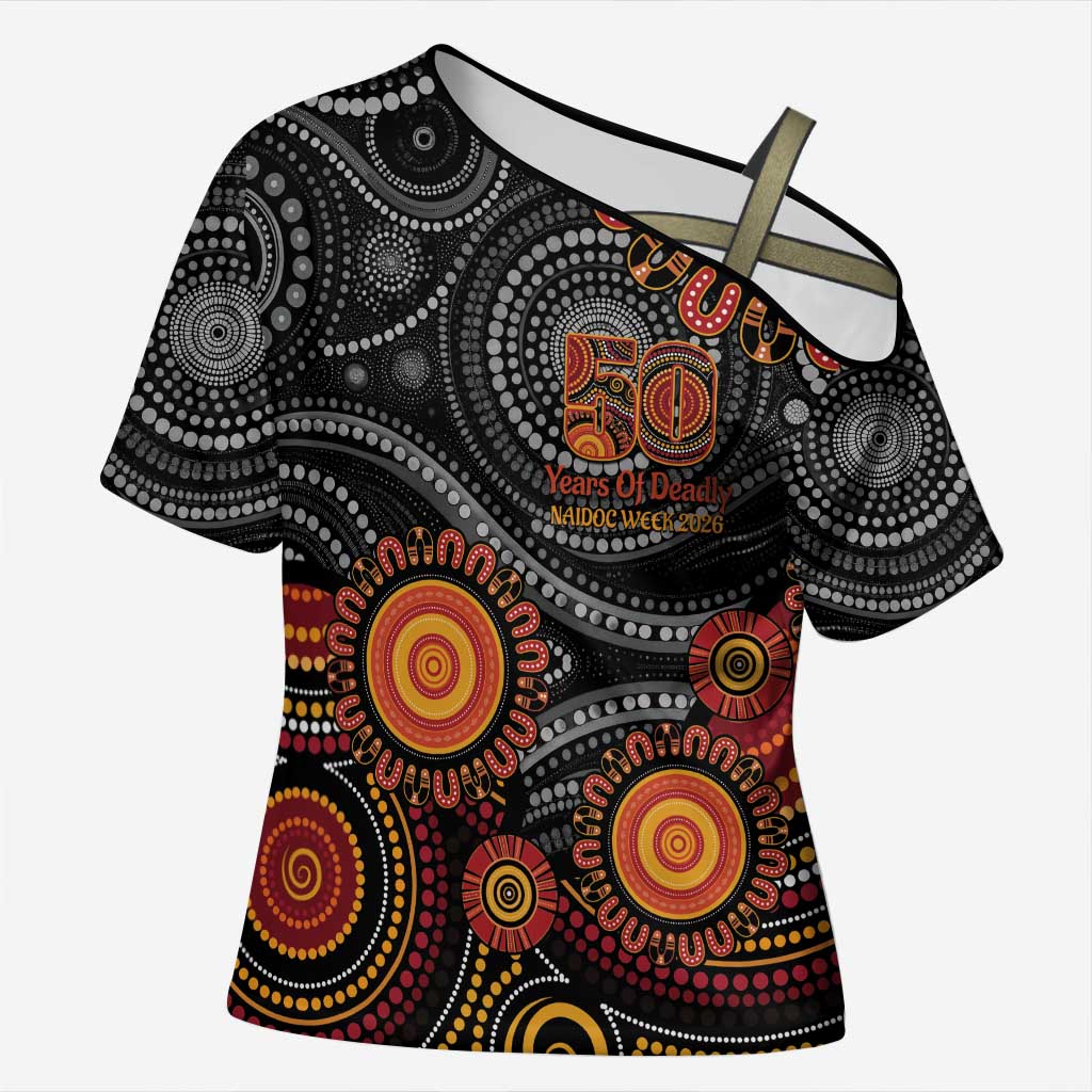 NAIDOC Week 50 Years Deadly Personalised Cross Shoulder Shirt Aboriginal Art