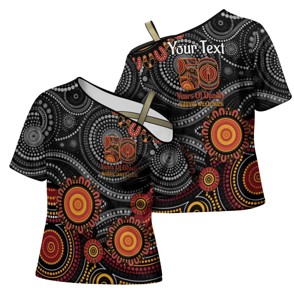 NAIDOC Week 50 Years Deadly Personalised Cross Shoulder Shirt Aboriginal Art
