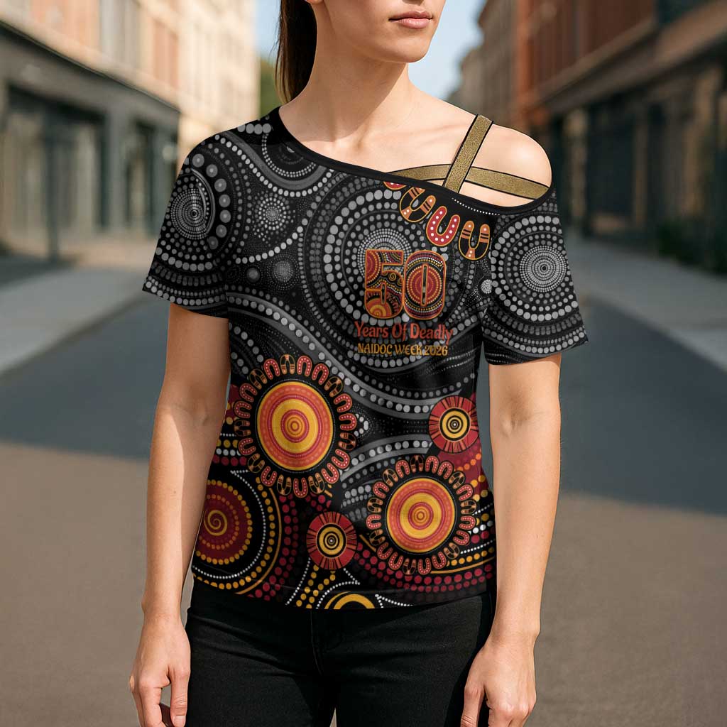 NAIDOC Week 50 Years Deadly Personalised Cross Shoulder Shirt Aboriginal Art