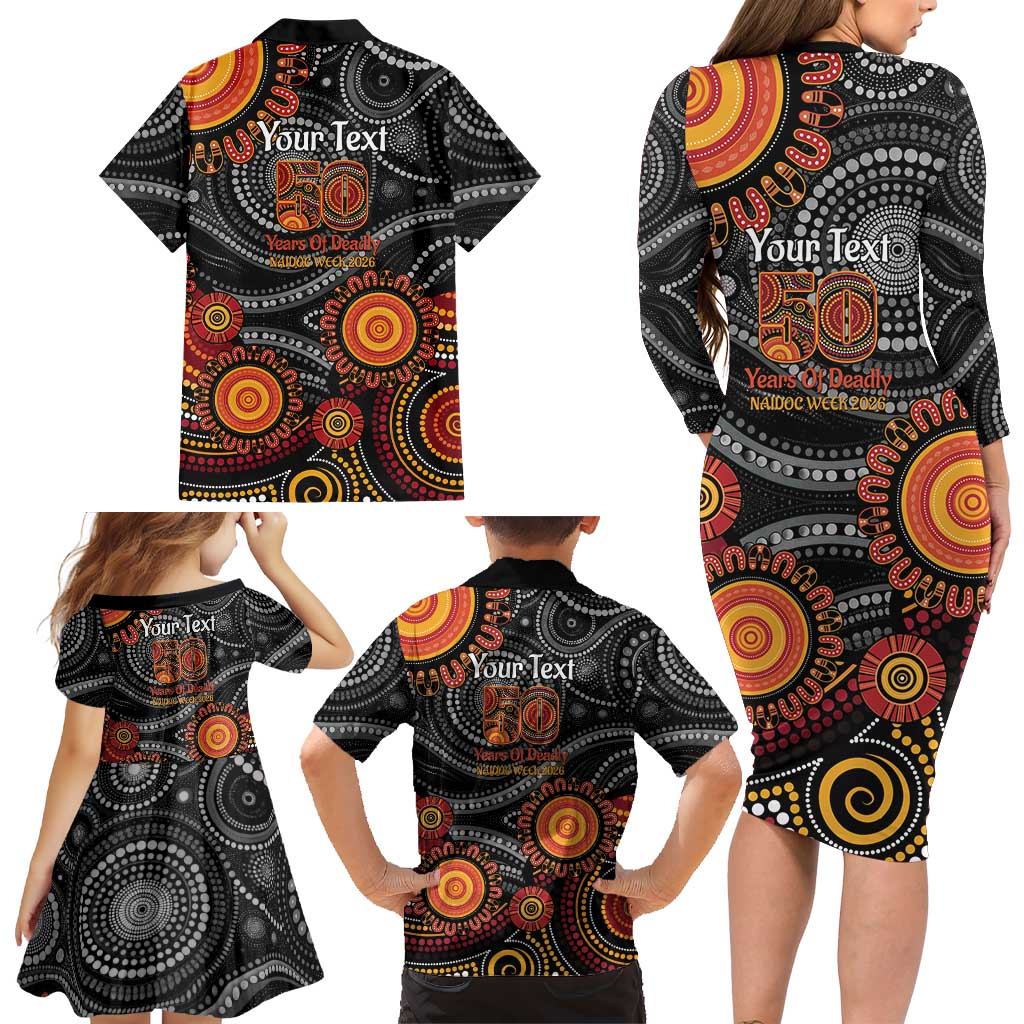 NAIDOC Week 50 Years Deadly Personalised Family Matching Long Sleeve Bodycon Dress and Hawaiian Shirt Aboriginal Art