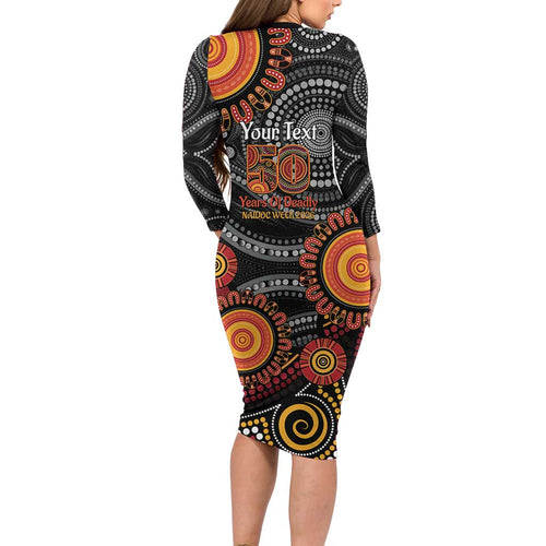 NAIDOC Week 50 Years Deadly Personalised Family Matching Long Sleeve Bodycon Dress and Hawaiian Shirt Aboriginal Art