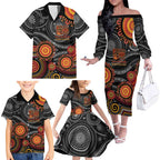 NAIDOC Week 50 Years Deadly Personalised Family Matching Off The Shoulder Long Sleeve Dress and Hawaiian Shirt Aboriginal Art