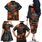 NAIDOC Week 50 Years Deadly Personalised Family Matching Off The Shoulder Long Sleeve Dress and Hawaiian Shirt Aboriginal Art