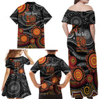 NAIDOC Week 50 Years Deadly Personalised Family Matching Off Shoulder Maxi Dress and Hawaiian Shirt Aboriginal Art