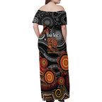 NAIDOC Week 50 Years Deadly Personalised Family Matching Off Shoulder Maxi Dress and Hawaiian Shirt Aboriginal Art