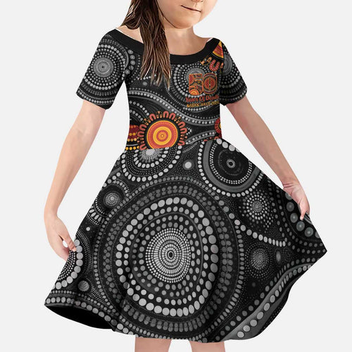 NAIDOC Week 50 Years Deadly Personalised Family Matching Off Shoulder Short Dress and Hawaiian Shirt Aboriginal Art