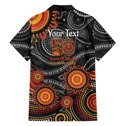NAIDOC Week 50 Years Deadly Personalised Family Matching Off Shoulder Short Dress and Hawaiian Shirt Aboriginal Art