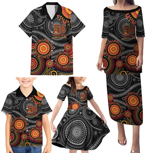 NAIDOC Week 50 Years Deadly Personalised Family Matching Puletasi and Hawaiian Shirt Aboriginal Art