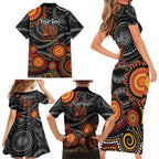 NAIDOC Week 50 Years Deadly Personalised Family Matching Short Sleeve Bodycon Dress and Hawaiian Shirt Aboriginal Art