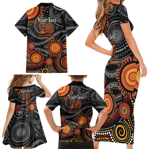 NAIDOC Week 50 Years Deadly Personalised Family Matching Short Sleeve Bodycon Dress and Hawaiian Shirt Aboriginal Art