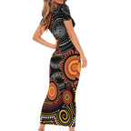 NAIDOC Week 50 Years Deadly Personalised Family Matching Short Sleeve Bodycon Dress and Hawaiian Shirt Aboriginal Art