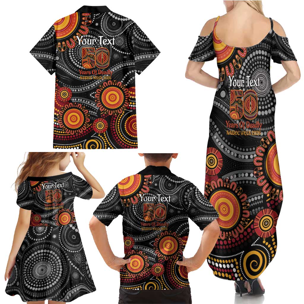 NAIDOC Week 50 Years Deadly Personalised Family Matching Summer Maxi Dress and Hawaiian Shirt Aboriginal Art