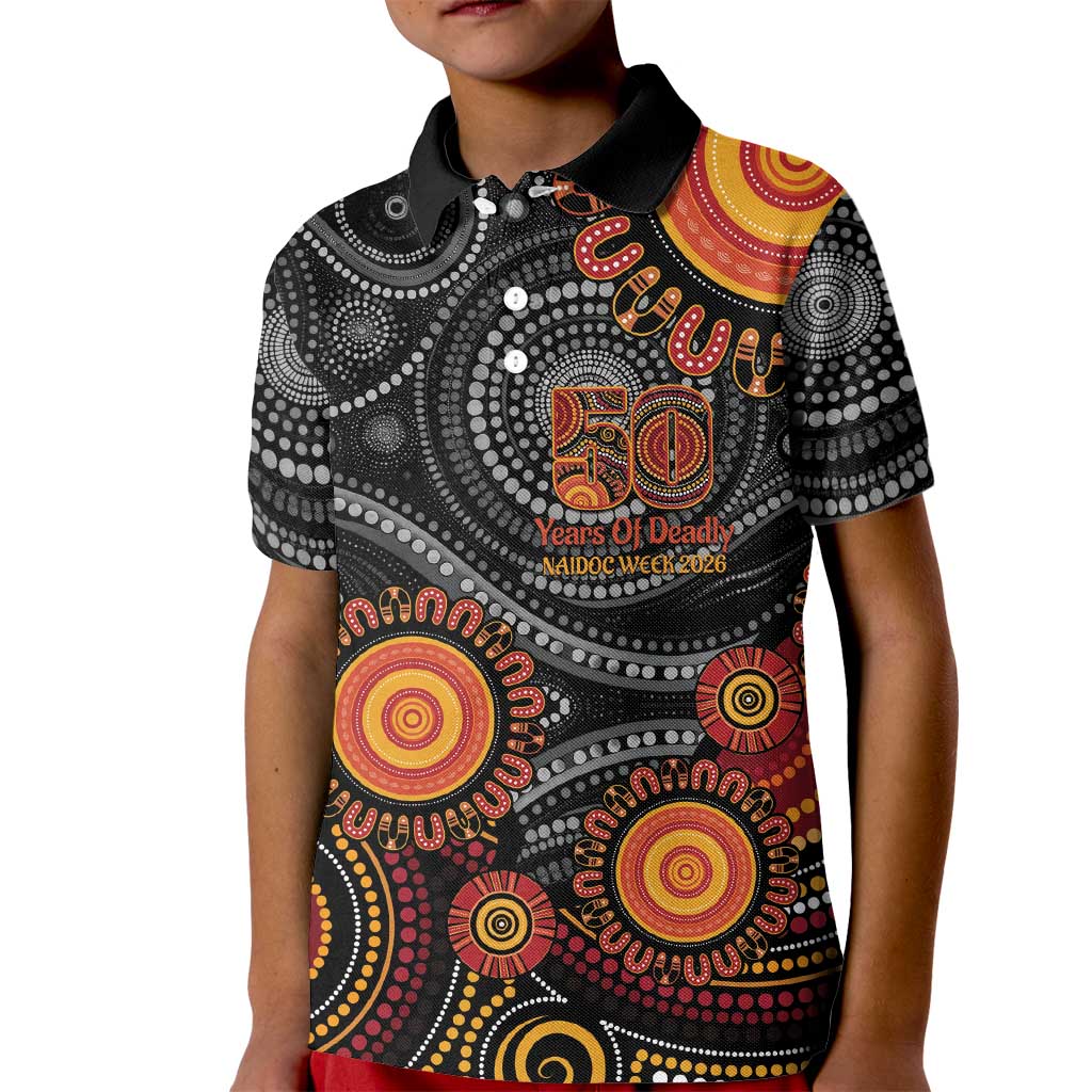 NAIDOC Week 50 Years Deadly Personalised Kid Polo Shirt Aboriginal Art