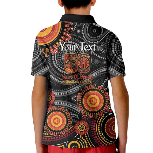 NAIDOC Week 50 Years Deadly Personalised Kid Polo Shirt Aboriginal Art
