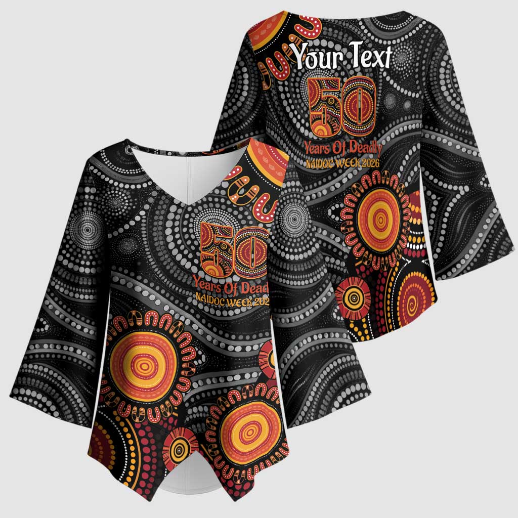 NAIDOC Week 50 Years Deadly Personalised Kimono Sleeve Blouse Aboriginal Art