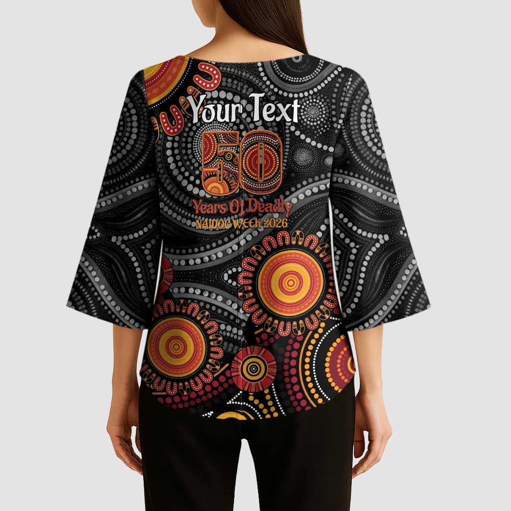 NAIDOC Week 50 Years Deadly Personalised Kimono Sleeve Blouse Aboriginal Art