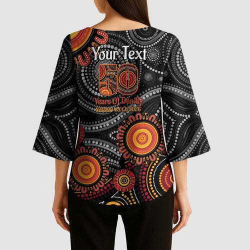 NAIDOC Week 50 Years Deadly Personalised Kimono Sleeve Blouse Aboriginal Art