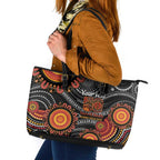 NAIDOC Week 50 Years Deadly Personalised Leather Tote Bag Aboriginal Art