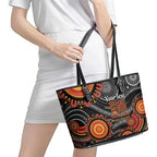 NAIDOC Week 50 Years Deadly Personalised Leather Tote Bag Aboriginal Art