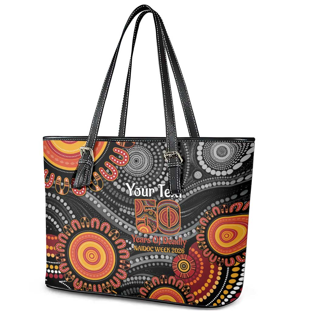 NAIDOC Week 50 Years Deadly Personalised Leather Tote Bag Aboriginal Art