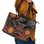 NAIDOC Week 50 Years Deadly Personalised Leather Tote Bag Aboriginal Art