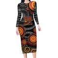 NAIDOC Week 50 Years Deadly Personalised Long Sleeve Bodycon Dress Aboriginal Art