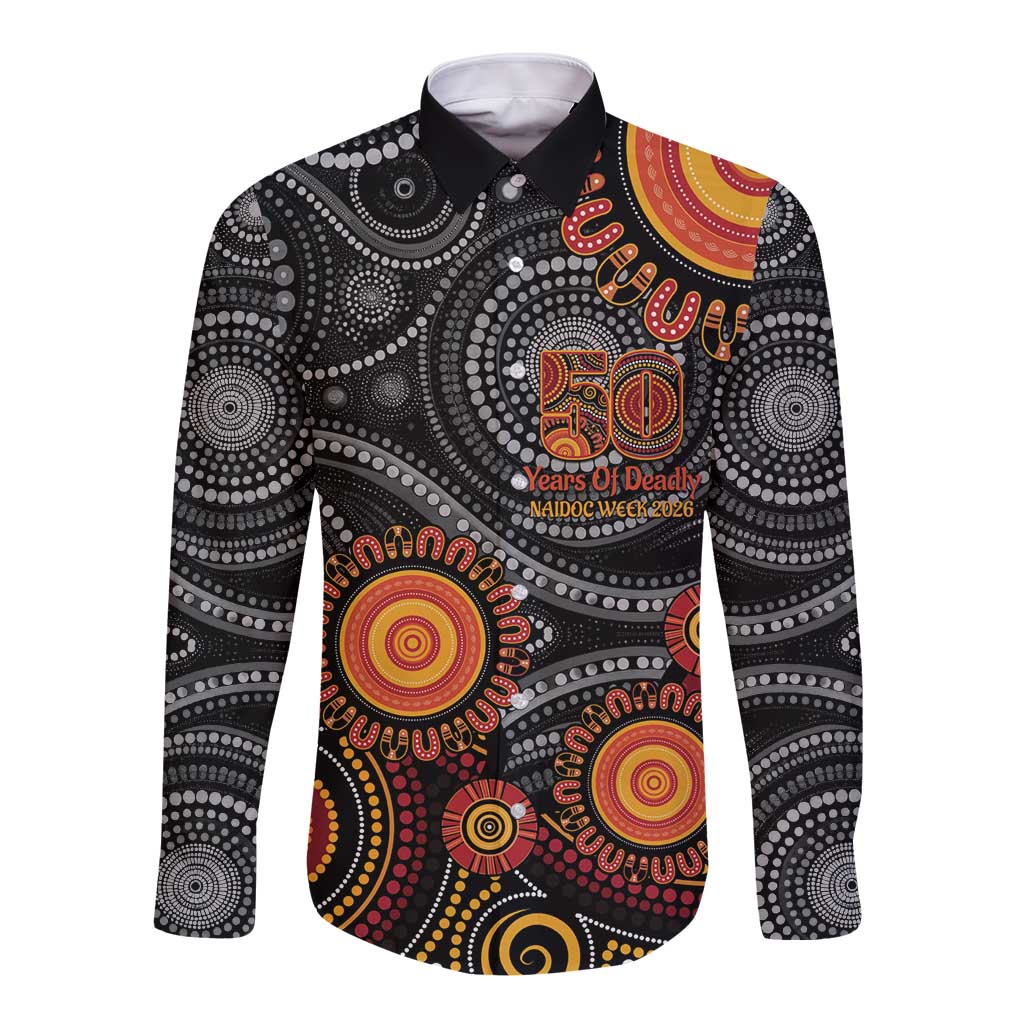 NAIDOC Week 50 Years Deadly Personalised Long Sleeve Button Shirt Aboriginal Art