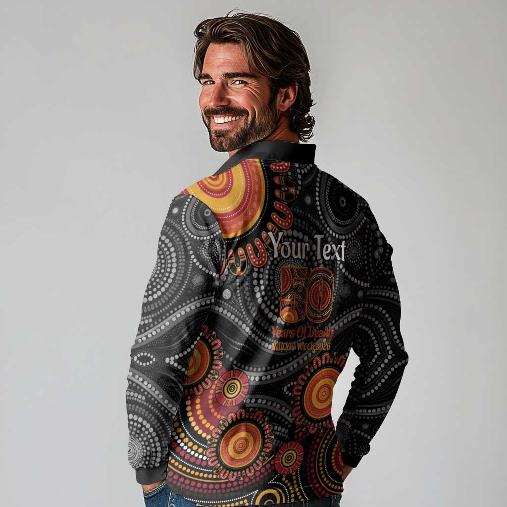 NAIDOC Week 50 Years Deadly Personalised Long Sleeve Polo Shirt Aboriginal Art