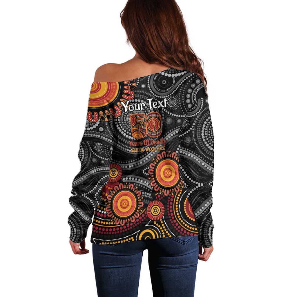NAIDOC Week 50 Years Deadly Personalised Off Shoulder Sweater Aboriginal Art