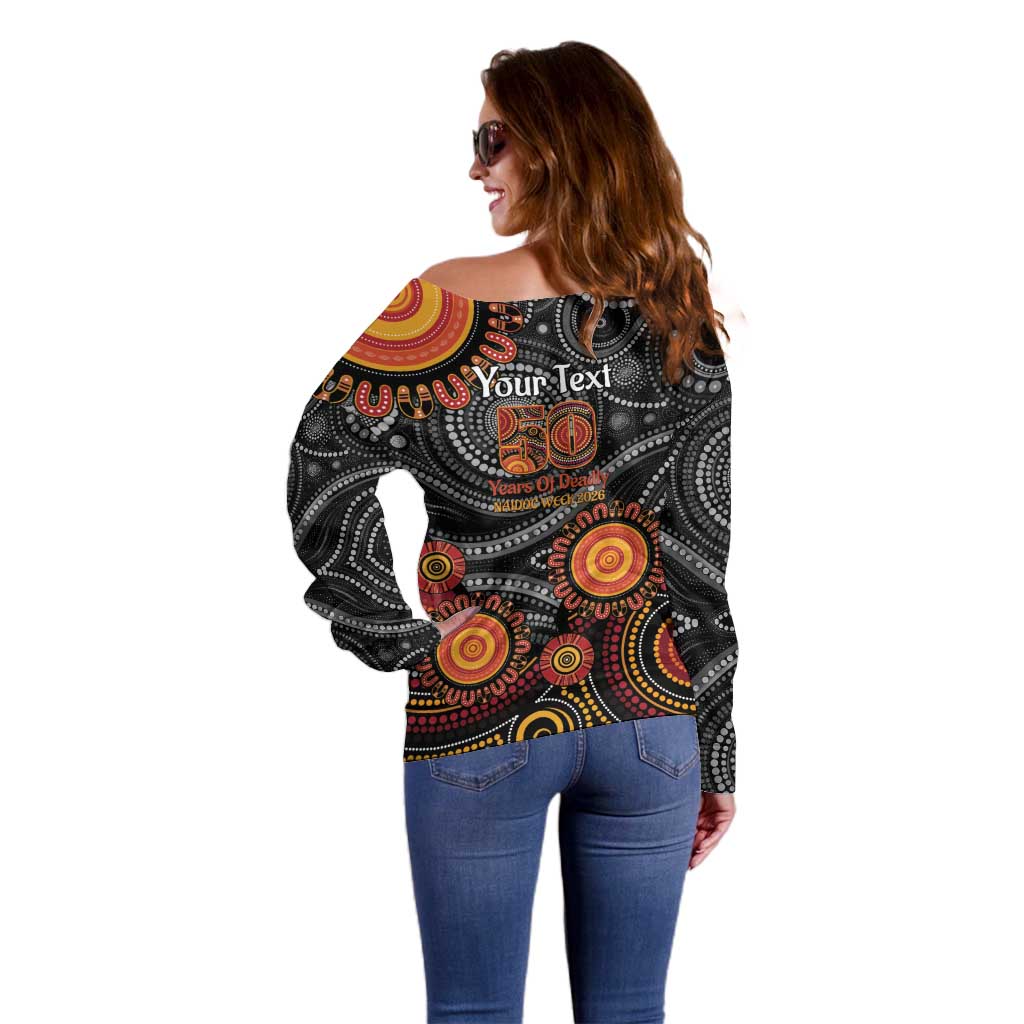 NAIDOC Week 50 Years Deadly Personalised Off Shoulder Sweater Aboriginal Art