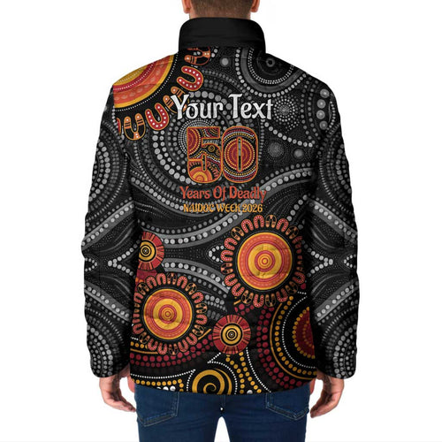 NAIDOC Week 50 Years Deadly Personalised Padded Jacket Aboriginal Art