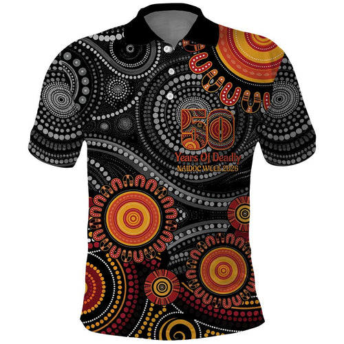 NAIDOC Week 50 Years Deadly Personalised Polo Shirt Aboriginal Art