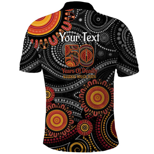 NAIDOC Week 50 Years Deadly Personalised Polo Shirt Aboriginal Art