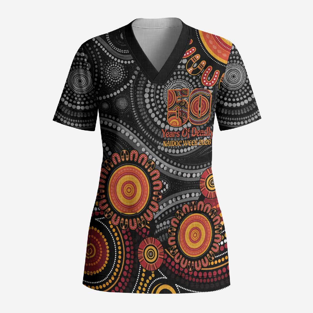 NAIDOC Week 50 Years Deadly Personalised Scrub Top Aboriginal Art
