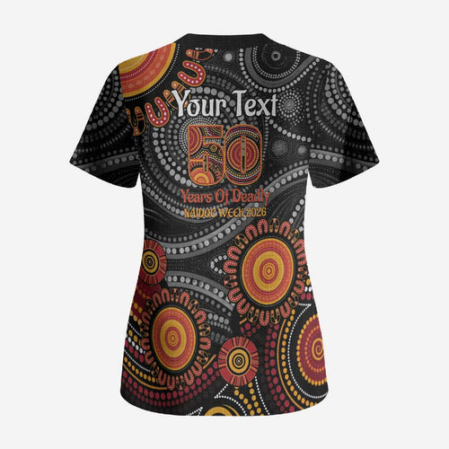 NAIDOC Week 50 Years Deadly Personalised Scrub Top Aboriginal Art
