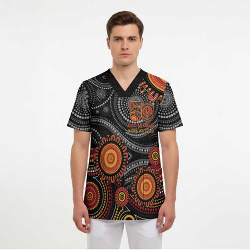 NAIDOC Week 50 Years Deadly Personalised Scrub Top Aboriginal Art