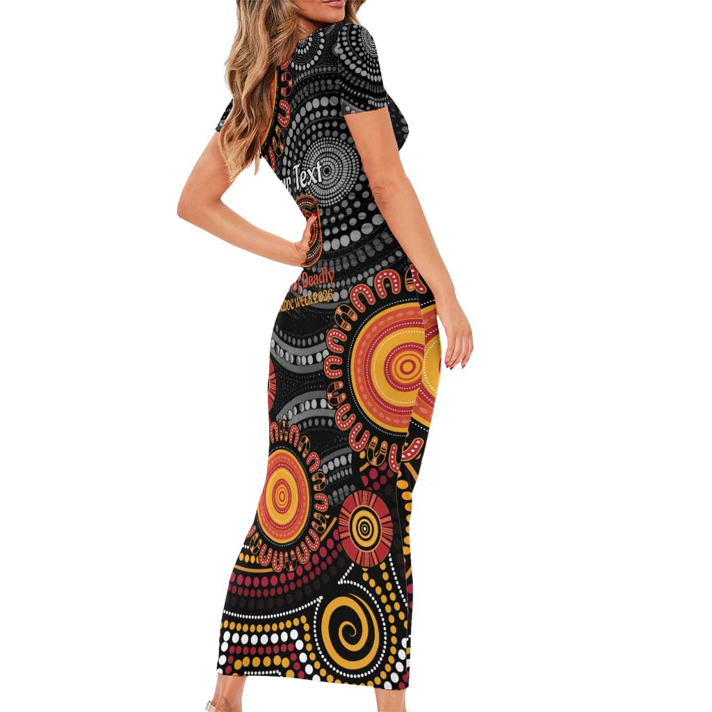 NAIDOC Week 50 Years Deadly Personalised Short Sleeve Bodycon Dress Aboriginal Art