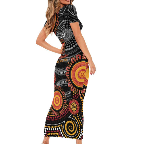 NAIDOC Week 50 Years Deadly Personalised Short Sleeve Bodycon Dress Aboriginal Art