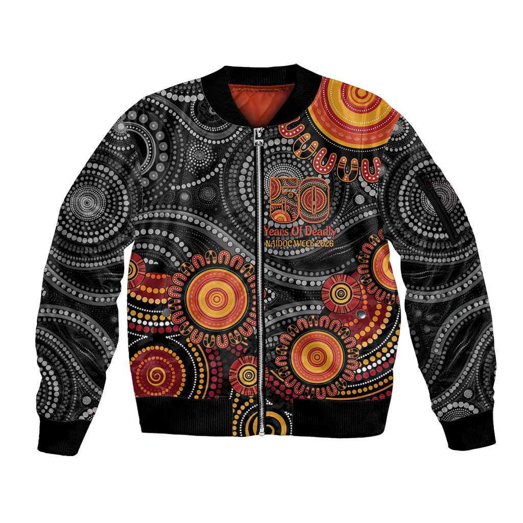 NAIDOC Week 50 Years Deadly Personalised Sleeve Zip Bomber Jacket Aboriginal Art