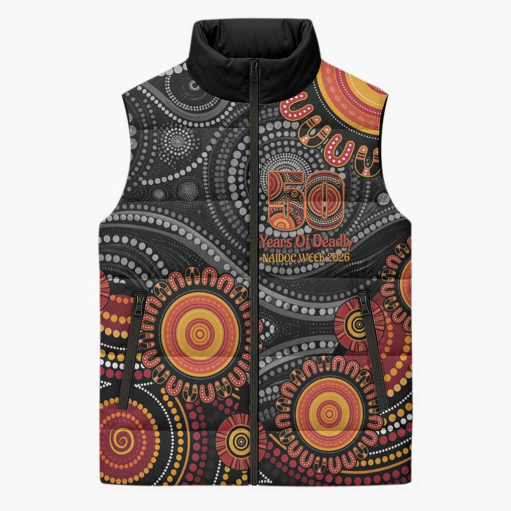 NAIDOC Week 50 Years Deadly Personalised Sleeveless Puffer Jacket Aboriginal Art