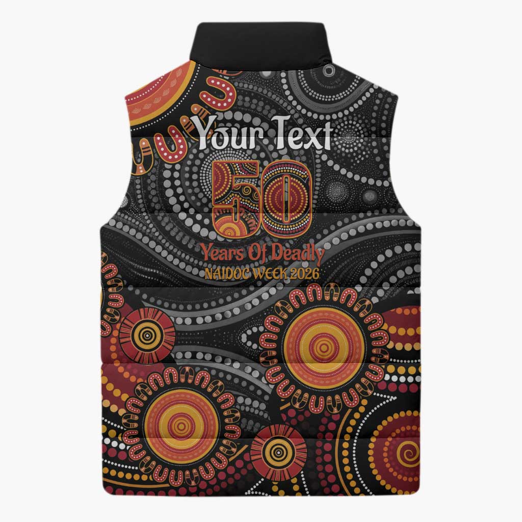NAIDOC Week 50 Years Deadly Personalised Sleeveless Puffer Jacket Aboriginal Art