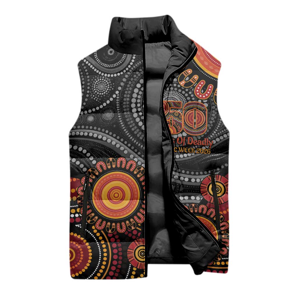NAIDOC Week 50 Years Deadly Personalised Sleeveless Puffer Jacket Aboriginal Art