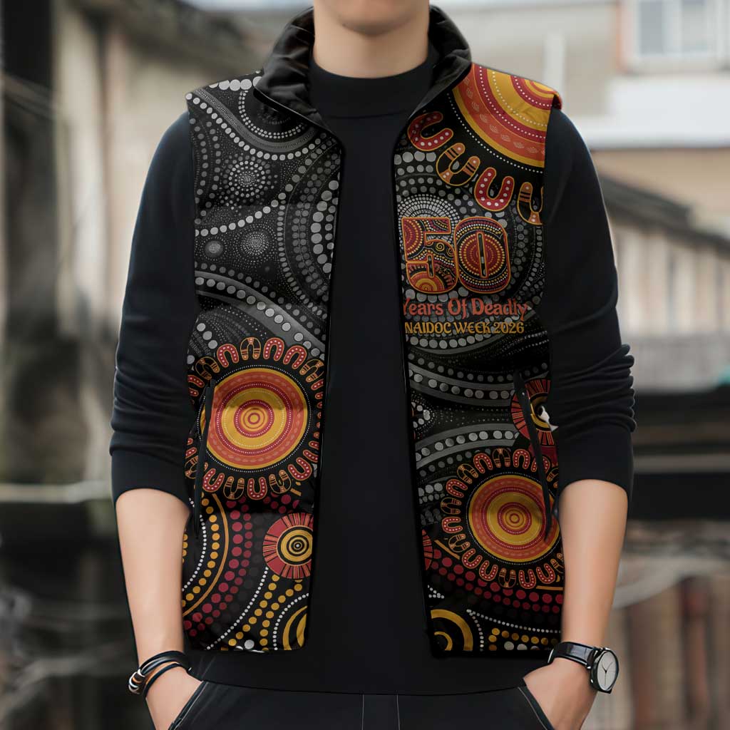 NAIDOC Week 50 Years Deadly Personalised Sleeveless Puffer Jacket Aboriginal Art