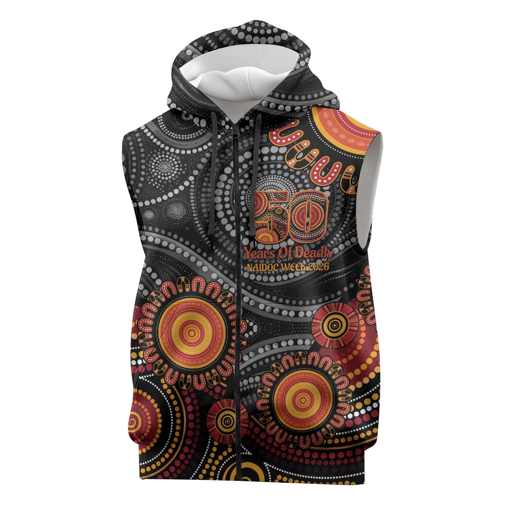 NAIDOC Week 50 Years Deadly Personalised Sleeveless Zip Hoodie Aboriginal Art