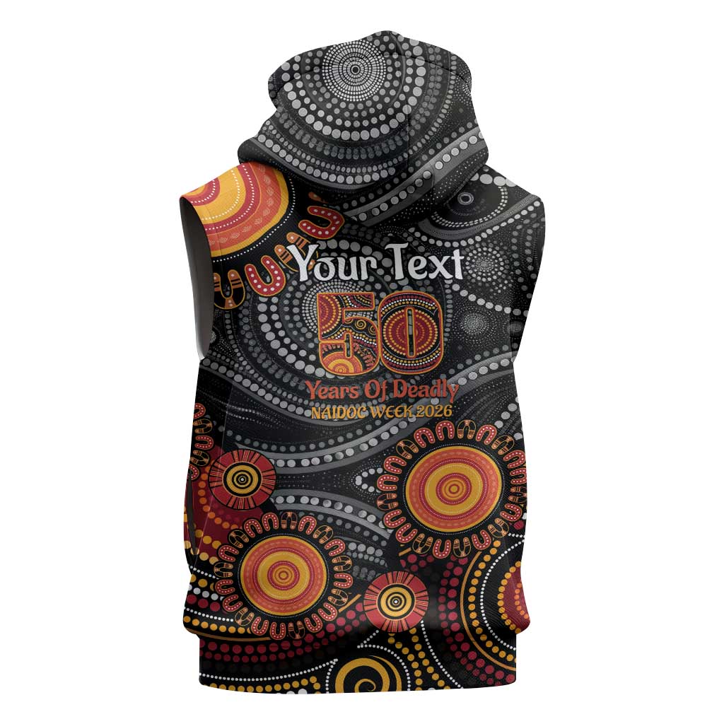 NAIDOC Week 50 Years Deadly Personalised Sleeveless Zip Hoodie Aboriginal Art