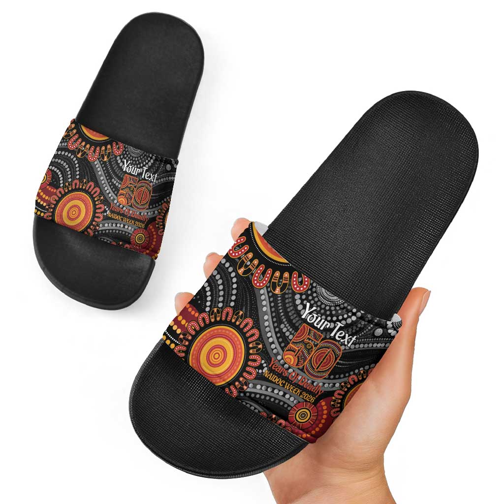 NAIDOC Week 50 Years Deadly Personalised Slide Sandals Aboriginal Art