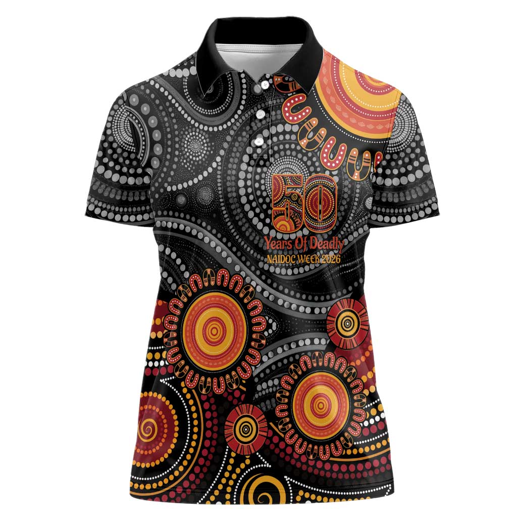 NAIDOC Week 50 Years Deadly Personalised Women Polo Shirt Aboriginal Art