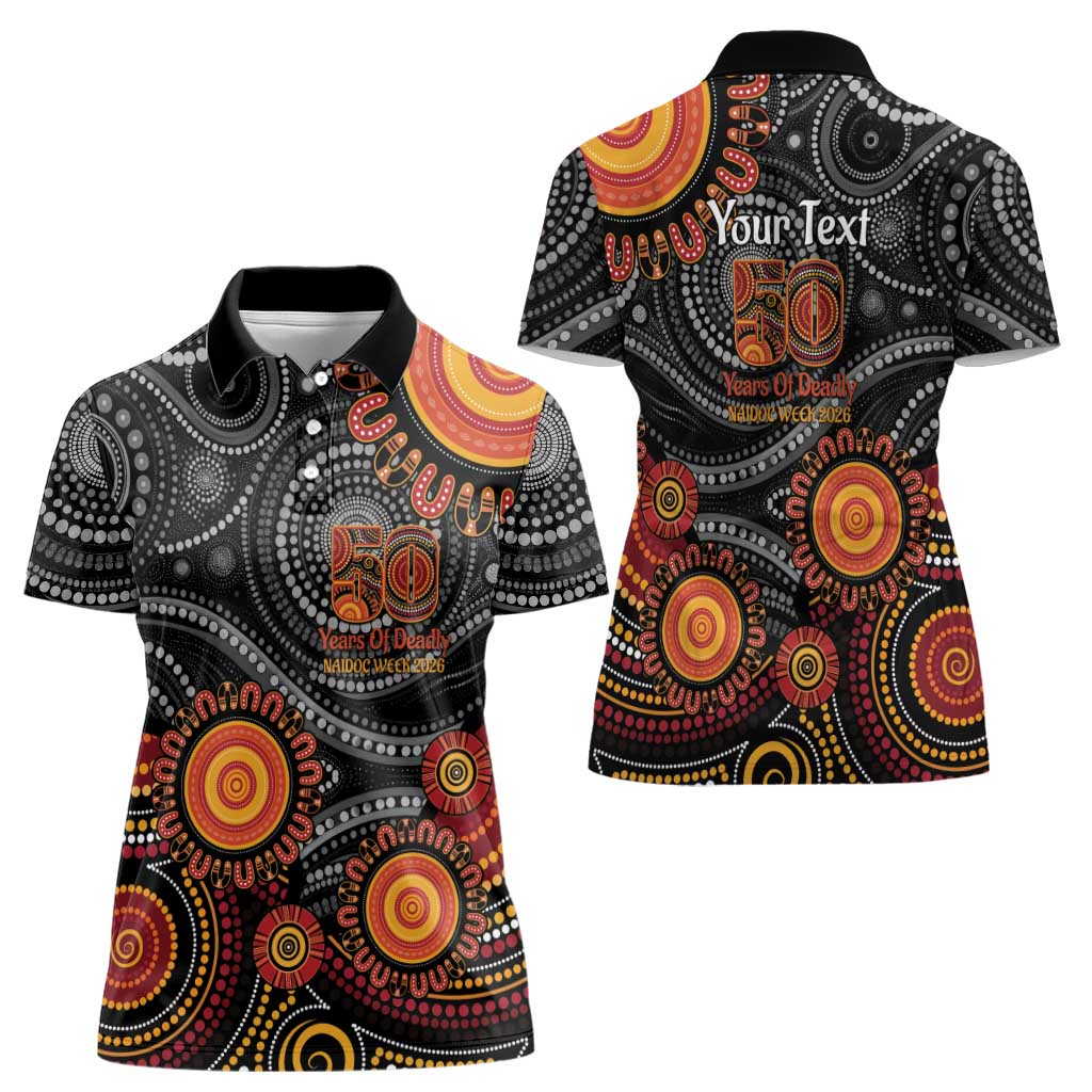 NAIDOC Week 50 Years Deadly Personalised Women Polo Shirt Aboriginal Art