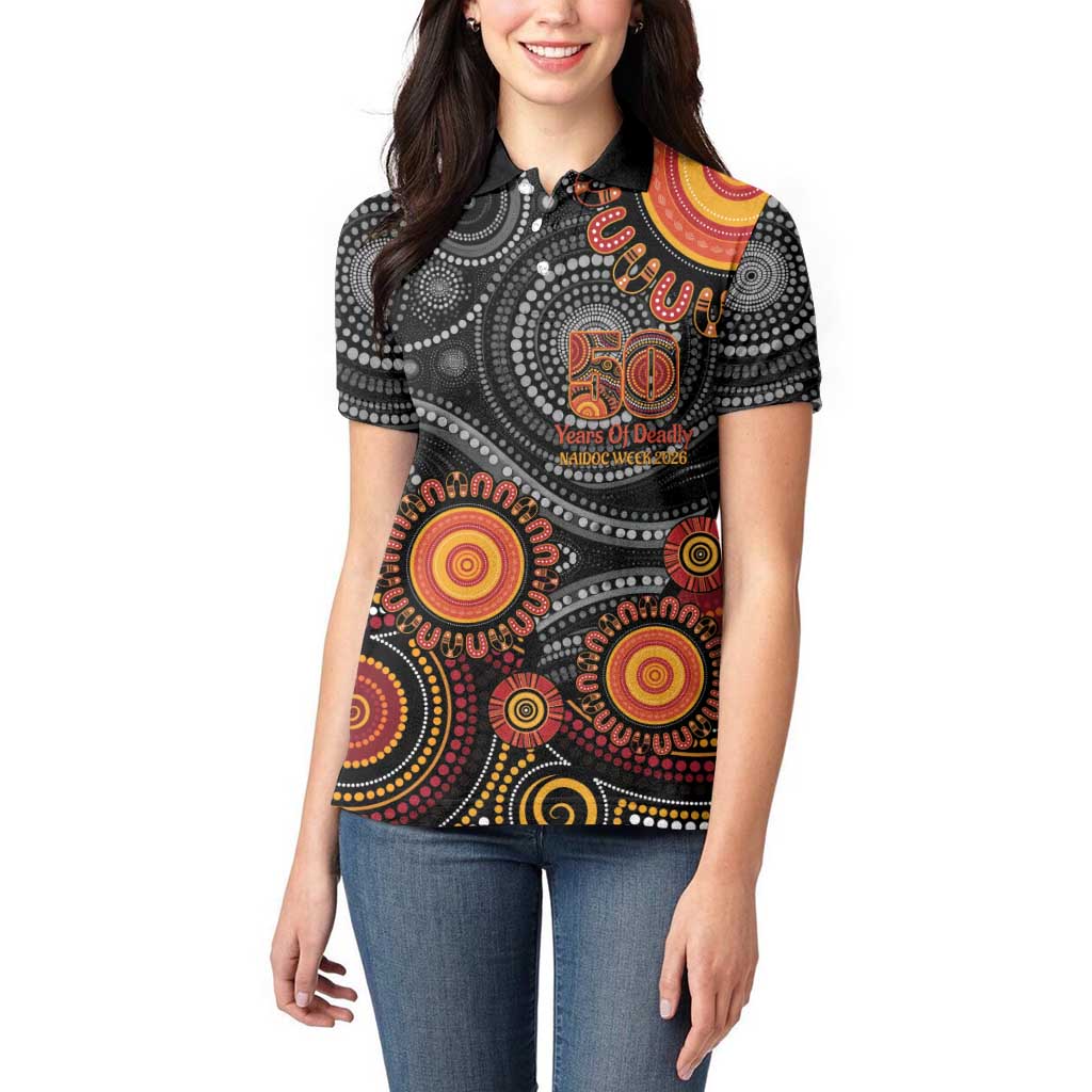 NAIDOC Week 50 Years Deadly Personalised Women Polo Shirt Aboriginal Art